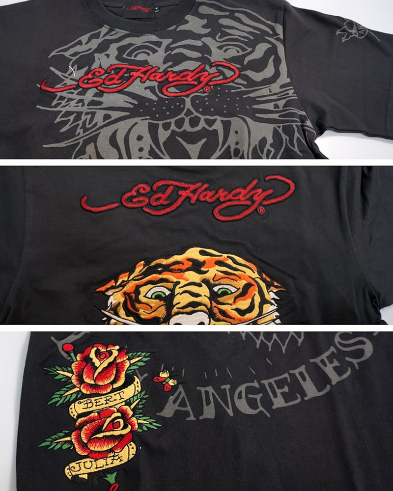 Amazon | [Ed Hardy] エド・ハーディー タイガーTATTOO刺繍 半袖